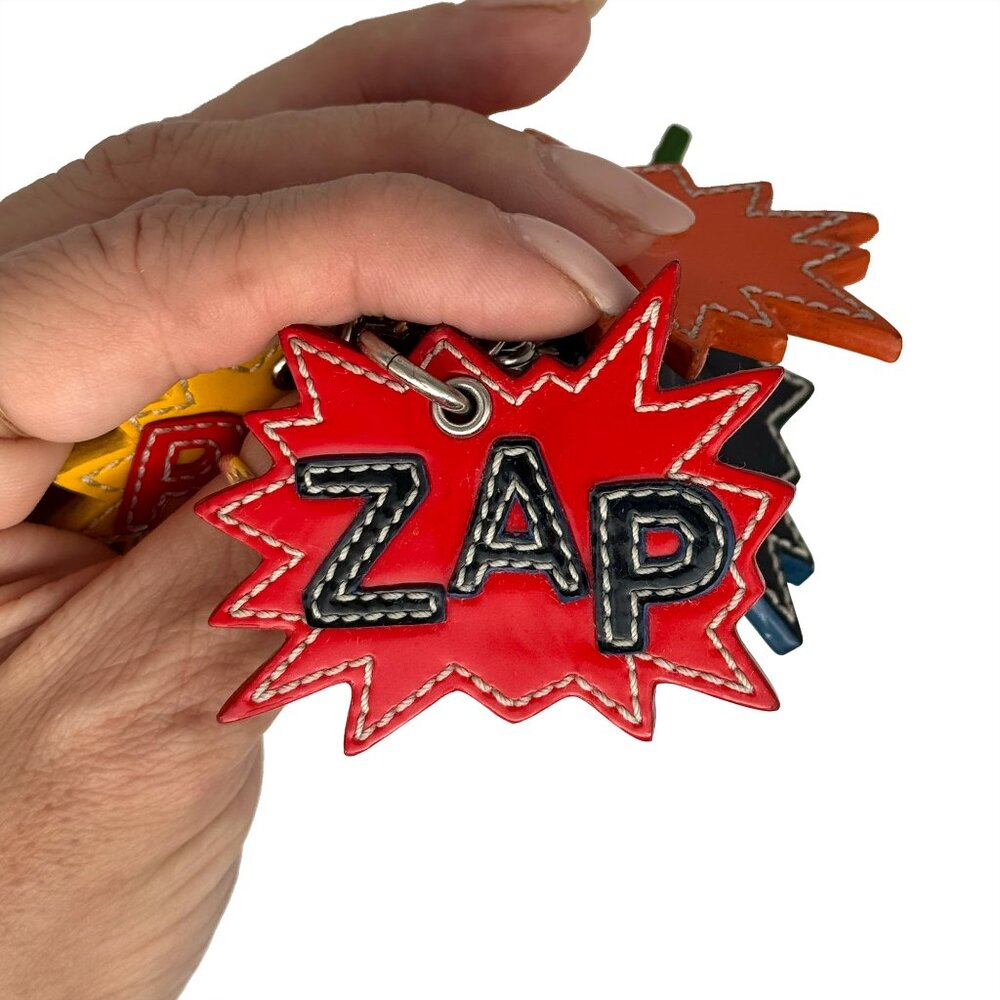 **Rare** COACH Comic Book Action Sounds Leather Keychain Bag Charm EUC - Picture 6 of 10